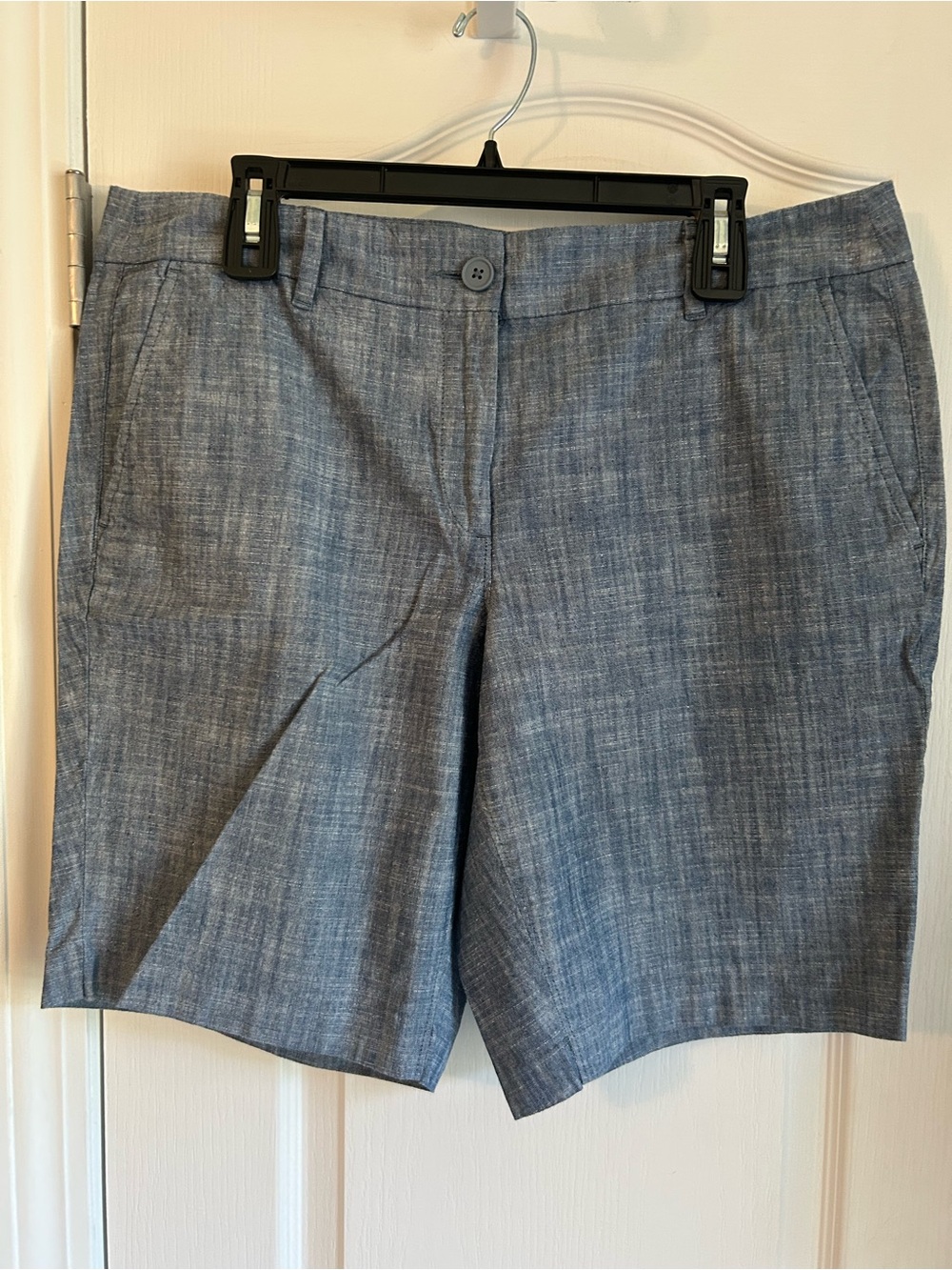 Classic LOFT Heathered Chambray Bermuda Shorts - Blue